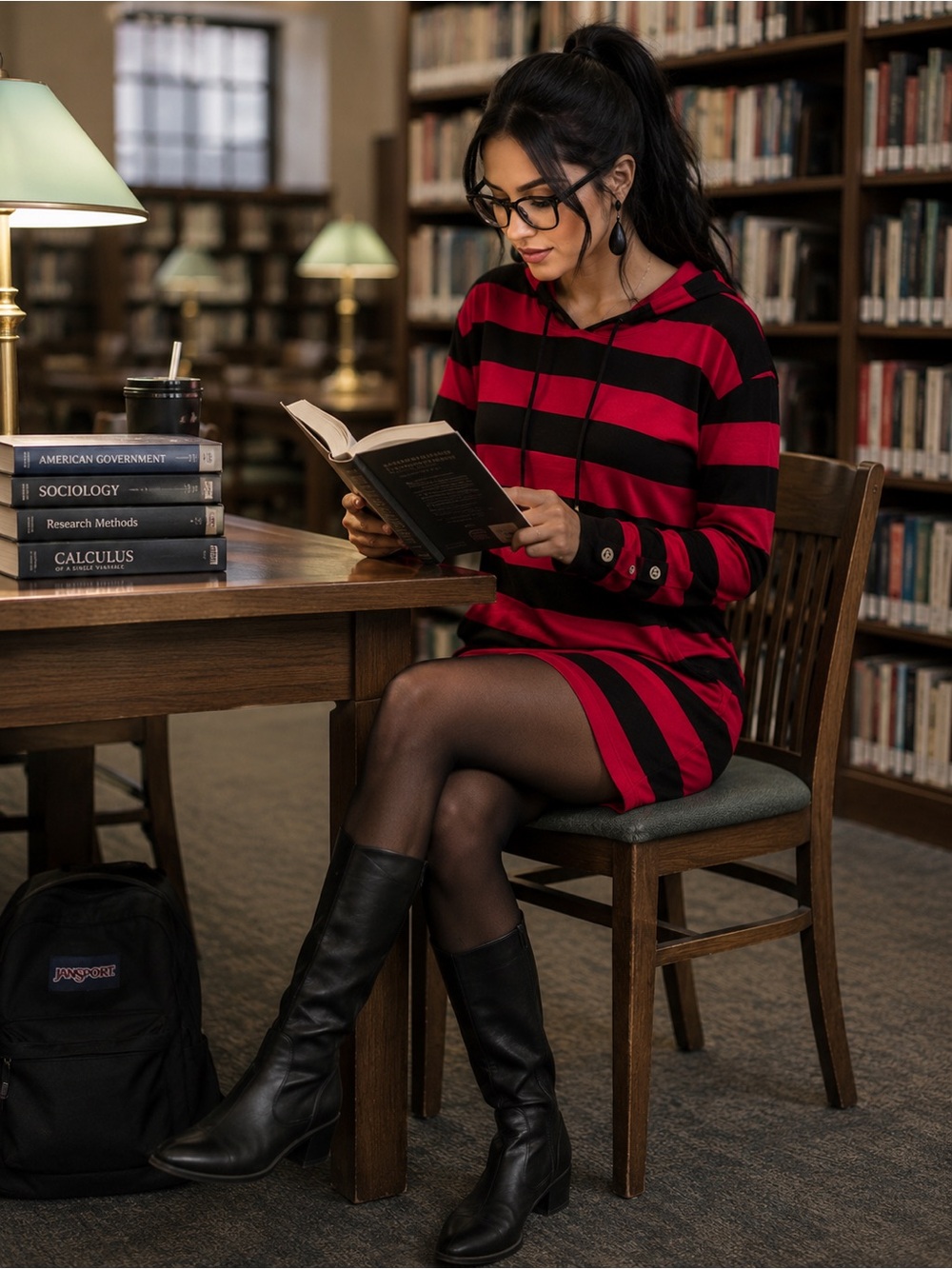 XXL Gabrielle Union Red & Black Striped Hooded Dress
